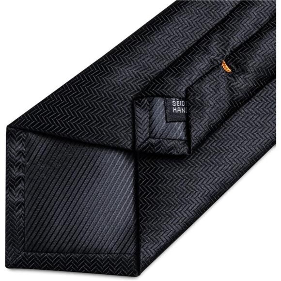 Mens Silk Necktie Solid Color Tie and Pocket Square Cufflink Tie Clip Set Woven - Picture 6 of 8